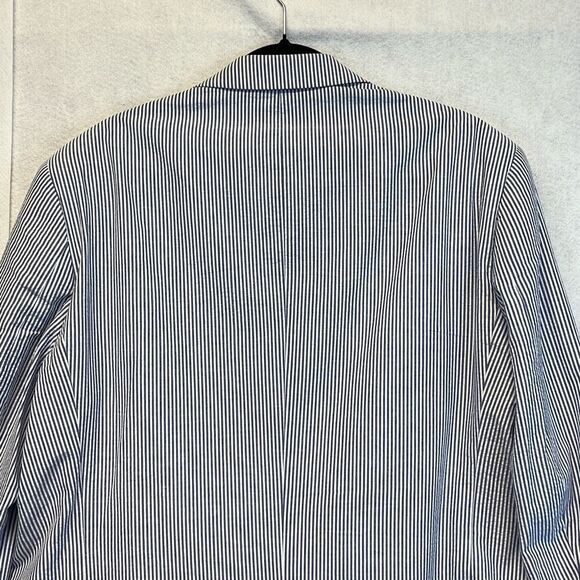 ALAN FLUSSER Blazer Suit Jacket Men's Size 46L Navy White Striped Notched Lapel - Picture 9 of 12